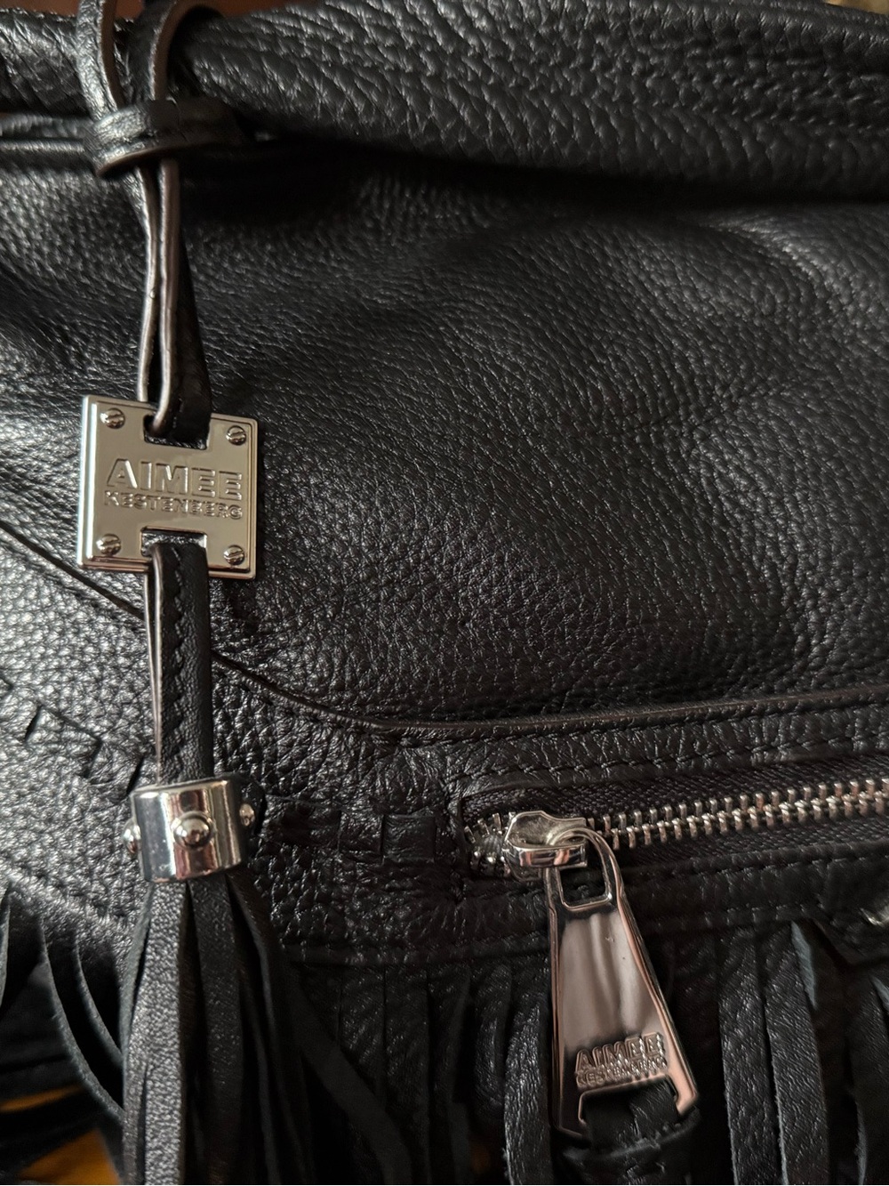 Aimee Kestenberg Black and Silver Hobo Bag with Fringe - Picture 3 of 9